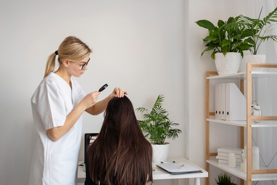 checking hair